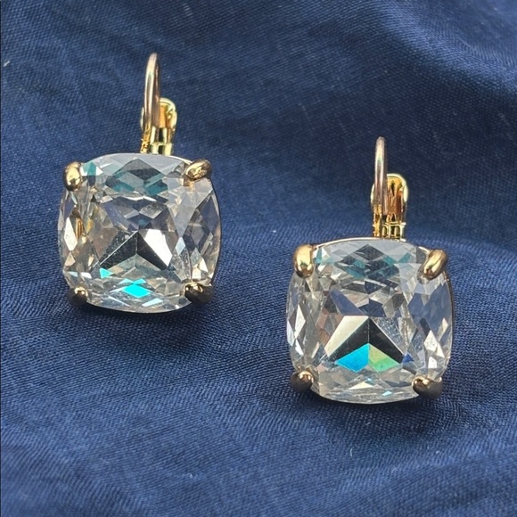 Kate Spade Gold Tone Square Cushion-Cut Crystal Drop Earrings Lever-back Closure - Picture 4 of 16